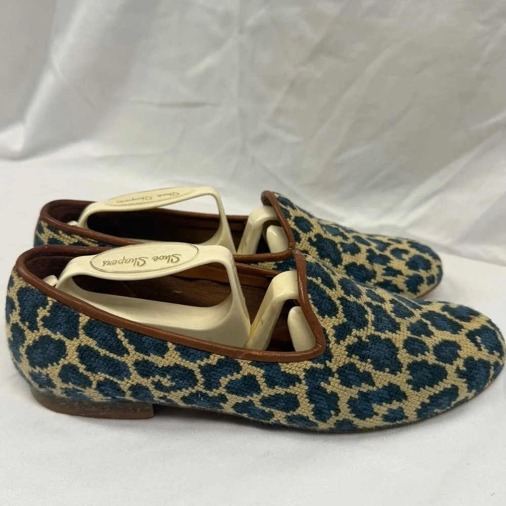 Zalo Vintage Women's Sz 6 Needlepoint Cheetah Print Flat Loafers
